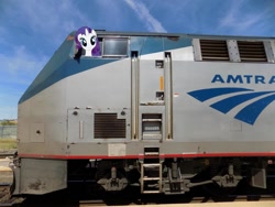 Size: 960x720 | Tagged: safe, imported from derpibooru, rarity, pony, amtrak, ge p42dc, locomotive, photoshop, train