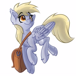 Size: 4000x4000 | Tagged: safe, artist:witchtaunter, imported from derpibooru, derpy hooves, pegasus, pony, colored pupils, cute, derpabetes, ear fluff, female, fluffy, mailbag, mare, simple background, smiling, solo, white background