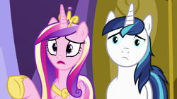 Size: 1280x720 | Tagged: safe, imported from derpibooru, screencap, princess cadance, shining armor, pony, unicorn, a flurry of emotions, disappointed, heartbreak, sad, sad armor, upset