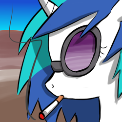 Size: 1024x1024 | Tagged: safe, artist:fluor1te, imported from derpibooru, dj pon-3, vinyl scratch, pony, unicorn, bust, cigarette, female, glasses, portrait, profile, solo