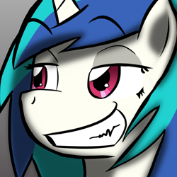 Size: 1200x1200 | Tagged: dead source, safe, artist:fluor1te, imported from derpibooru, dj pon-3, vinyl scratch, pony, unicorn, bust, female, portrait, reaction image, smug, solo