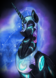 Size: 1432x1999 | Tagged: safe, artist:not-ordinary-pony, imported from derpibooru, nightmare moon, alicorn, pony, robot, robot pony, female, helmet, mare, solo