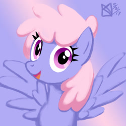 Size: 1500x1500 | Tagged: safe, artist:kelseyleah, imported from derpibooru, rainbowshine, pony, bust, female, portrait, smiling, solo