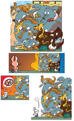 Size: 745x1219 | Tagged: safe, artist:jay fosgitt, idw, imported from derpibooru, angel bunny, bat, bear, cat, cheetah, dog, duck, elephant, giraffe, kangaroo, koala, mouse, rabbit, sloth, squirrel, tortoise, spoiler:comic, spoiler:comic54, animal, comic drama, copy and paste, dachshund, daschund, fosgitt drama, idw drama