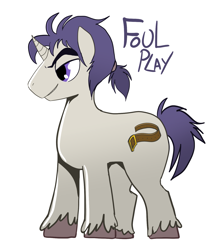 Size: 1333x1588 | Tagged: safe, artist:klondike, imported from derpibooru, oc, oc only, oc:foul play, pony, unicorn, male, simple background, solo, stallion, unshorn fetlocks, white background