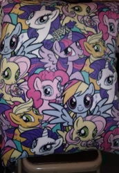 Size: 2063x3005 | Tagged: safe, imported from derpibooru, applejack, fluttershy, pinkie pie, rainbow dash, rarity, twilight sparkle, alicorn, pony, art theft, handmade, photo, pillow, twilight sparkle (alicorn)