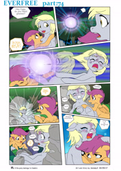Size: 4545x6424 | Tagged: safe, artist:jeremy3, imported from derpibooru, derpy hooves, scootaloo, pony, comic:everfree, absurd resolution, blitz ball, bruised, comic, crying