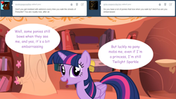Size: 1280x720 | Tagged: safe, artist:hakunohamikage, imported from derpibooru, twilight sparkle, alicorn, pony, ask-princesssparkle, ask, female, golden oaks library, solo, tumblr, twilight sparkle (alicorn)
