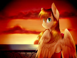 Size: 3900x2900 | Tagged: safe, artist:paperdakku, imported from derpibooru, oc, oc only, pegasus, pony, female, mare, solo, sunset