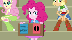 Size: 1280x720 | Tagged: safe, edit, edited screencap, imported from derpibooru, screencap, applejack, fluttershy, pinkie pie, equestria girls, equestria girls (movie), score cards, scoreboard