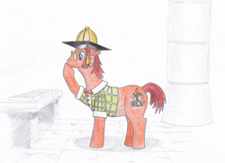 Size: 2652x1920 | Tagged: safe, artist:malte279, imported from derpibooru, oc, oc only, oc:fillyas foal, pony, archeologist, pen and paper rpg, solo, traditional art