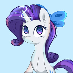 Size: 1024x1024 | Tagged: safe, artist:posionjoke, imported from derpibooru, rarity, pony, unicorn, bow, cute, female, glowing horn, hair bow, magic, mare, solo, wingding eyes