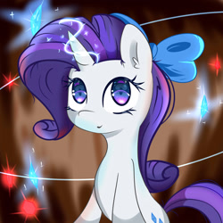Size: 1024x1024 | Tagged: safe, artist:posionjoke, imported from derpibooru, rarity, pony, unicorn, bow, cute, diamond, female, hair bow, magic, mare, solo