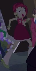 Size: 148x290 | Tagged: safe, imported from derpibooru, screencap, indigo wreath, rose heart, wiz kid, equestria girls, equestria girls (movie), bracelet, cropped, ear piercing, earring, fall formal outfits, heart, high heels, jewelry, necklace, open mouth, piercing, scared