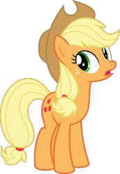 Size: 6400x9299 | Tagged: safe, artist:parclytaxel, imported from derpibooru, applejack, earth pony, pony, appleoosa's most wanted, .svg available, absurd resolution, female, looking back, mare, open mouth, simple background, solo, transparent background, vector