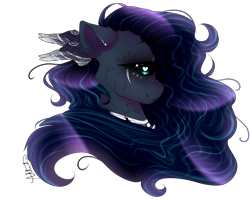 Size: 2000x1600 | Tagged: safe, artist:skimea, imported from derpibooru, oc, oc only, oc:arcana nocte, pony, black sclera, bust, female, heart eyes, mare, portrait, simple background, solo, transparent background, wingding eyes