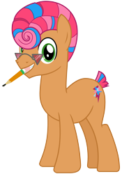 Size: 2100x3000 | Tagged: safe, artist:cheezedoodle96, derpibooru exclusive, imported from derpibooru, starstreak, earth pony, pony, honest apple, .svg available, looking at you, male, mouth hold, pencil, simple background, smiling, solo, stallion, svg, transparent background, vector