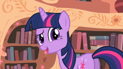 Size: 1280x720 | Tagged: safe, imported from derpibooru, screencap, twilight sparkle, pony, unicorn, lesson zero, butt, female, golden oaks library, mare, plot, solo, twibutt, unicorn twilight