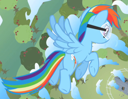 Size: 646x502 | Tagged: safe, imported from derpibooru, screencap, rainbow dash, pegasus, pony, lesson zero, butt, cropped, female, flying, goggles, mare, plot, solo