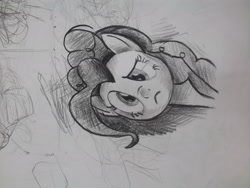 Size: 3264x2448 | Tagged: safe, artist:jchu9151, imported from derpibooru, pinkie pie, pony, spice up your life, bewildered, bust, cute, female, incredulous, monochrome, pencil drawing, portrait, puzzled, sideways image, solo, traditional art