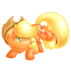 Size: 1024x1024 | Tagged: safe, artist:bubblyblackbird, imported from derpibooru, applejack, pony, ear fluff, female, frown, simple background, solo, transparent background, wavy mouth