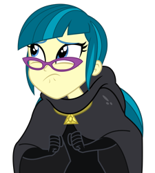 Size: 3435x3825 | Tagged: safe, artist:lifes-remedy, artist:remcmaximus, imported from derpibooru, juniper montage, equestria girls, movie magic, spoiler:eqg specials, bodysuit, cape, cloak, clothes, female, glasses, high res, simple background, solo, transparent background, vector