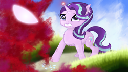 Size: 8168x4595 | Tagged: safe, artist:lifes-remedy, artist:remcmaximus, imported from derpibooru, starlight glimmer, pony, unicorn, all bottled up, absurd resolution, anger magic, duo, female, magic, mare, worried