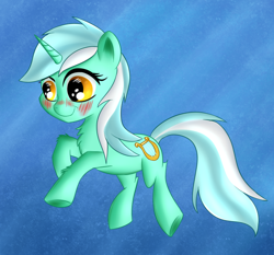 Size: 860x802 | Tagged: safe, artist:brok-enwings, imported from derpibooru, lyra heartstrings, pony, unicorn, blushing, female, mare, simple background, smiling, solo