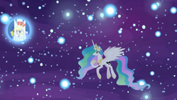 Size: 1920x1080 | Tagged: safe, imported from derpibooru, screencap, derpy hooves, princess celestia, alicorn, pony, a royal problem, dream orbs, dream realm, dream walker celestia, female, mare, scepter, twilight scepter