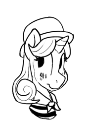 Size: 418x594 | Tagged: safe, artist:tallaferroxiv, imported from derpibooru, quiet gestures, pony, unicorn, ask quiet gestures, female, hat, mare, mime, solo