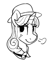 Size: 451x547 | Tagged: safe, artist:tallaferroxiv, imported from derpibooru, quiet gestures, pony, unicorn, ask quiet gestures, female, hat, mare, mime, solo