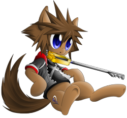 Size: 4728x4396 | Tagged: safe, artist:xeroseis, imported from derpibooru, pony, absurd resolution, cute, disney, kingdom hearts, kingdom key, ponified, simple background, solo, sora, transparent background