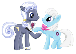 Size: 1550x1095 | Tagged: safe, artist:majkashinoda626, imported from derpibooru, hoity toity, photo finish, earth pony, pony, female, looking at each other, male, mare, missing accessory, photoity, shipping, simple background, smiling, stallion, straight, transparent background