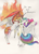 Size: 1024x1409 | Tagged: safe, artist:sagastuff94, imported from derpibooru, daybreaker, princess celestia, alicorn, horse, pony, a royal problem, both cutie marks, butt, colored hooves, duality, ethereal mane, female, hoers, mane of fire, mare, plot, princess celestia is a horse, realistic horse legs, rearing, simple background, spread wings, sunbutt, traditional art, wings