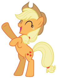 Size: 6029x8182 | Tagged: safe, artist:estories, imported from derpibooru, applejack, earth pony, pony, ^^, absurd resolution, eyes closed, female, mare, rearing, simple background, solo, transparent background, vector