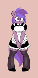 Size: 1266x2550 | Tagged: safe, artist:belaboy, deleted from derpibooru, imported from derpibooru, oc, oc only, oc:starshine bomber, anthro, unguligrade anthro, clothes, maid, solo