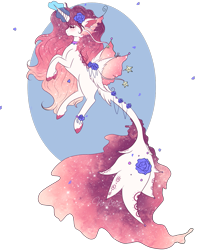 Size: 1007x1278 | Tagged: safe, artist:niniibear, imported from derpibooru, pony, blue, blue rose, blushing, closed species, coral, cute, float, floating, flower, happy, magic, pink, purple, rose, simple background, smiling, solo, species, transparent background