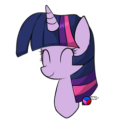 Size: 656x693 | Tagged: safe, artist:genericmlp, imported from derpibooru, twilight sparkle, pony, bust, eyes closed, female, portrait, simple background, smiling, solo, white background