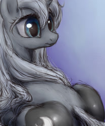 Size: 2500x3000 | Tagged: safe, artist:plotcore, imported from derpibooru, princess luna, alicorn, pony, butt, female, looking back, mare, messy mane, plot, prone, solo