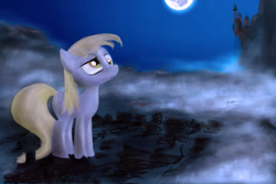 Size: 2000x1333 | Tagged: safe, artist:plotcore, imported from derpibooru, derpy hooves, pegasus, pony, do princesses dream of magic sheep, canterlot, derpysaur, dream, female, full moon, giant pony, macro, mare, moon, ponyville