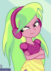 Size: 361x504 | Tagged: safe, imported from derpibooru, screencap, lemon zest, dance magic, equestria girls, spoiler:eqg specials, cropped, evil grin, female, smiling, smirk, solo, zest best dress