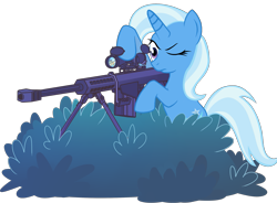 Size: 2625x1935 | Tagged: safe, artist:jotoast, imported from derpibooru, trixie, oc, pony, unicorn, .50 cal, barrett m82, female, gun, mare, one eye closed, simple background, sniper, this will end in death, transparent background, vector, weapon