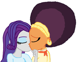 Size: 1001x798 | Tagged: safe, artist:ktd1993, imported from derpibooru, rarity, saffron masala, equestria girls, afro, female, kissing, lesbian, raffron, shipping, simple background, transparent background