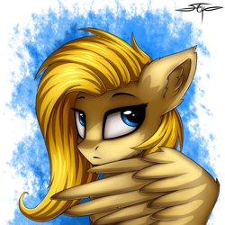 Size: 1000x1000 | Tagged: safe, artist:setharu, imported from derpibooru, oc, oc only, oc:psychoshy, pegasus, pony, fallout equestria, fallout equestria: project horizons, bust, female, mare, portrait, solo