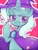 Size: 385x512 | Tagged: safe, artist:naginiko, imported from derpibooru, trixie, pony, unicorn, cape, clothes, colored pupils, cute, diatrixes, female, hat, heart eyes, smiling, solo, trixie's cape, trixie's hat, wingding eyes