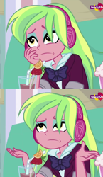 Size: 1004x1736 | Tagged: safe, imported from derpibooru, screencap, lemon zest, dance magic, equestria girls, spoiler:eqg specials, clothes, cropped, crystal prep academy uniform, female, headphones, school uniform, shrug, solo, teletoon