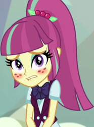 Size: 394x530 | Tagged: safe, edit, edited screencap, imported from derpibooru, screencap, sour sweet, equestria girls, spoiler:eqg specials, blushing, clothes, cropped, crystal prep academy uniform, female, school uniform