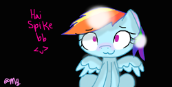 Size: 1560x784 | Tagged: safe, artist:pinkiscuuupcake, imported from derpibooru, rainbow dash, pony, deviantart muro, female, implied rainbowspike, implied shipping, implied spike, solo