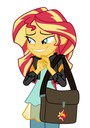 Size: 2400x3394 | Tagged: safe, artist:keronianniroro, imported from derpibooru, sunset shimmer, equestria girls, awkward smile, clothes, cute, faic, female, jacket, leather jacket, shimmerbetes, shoulder bag, simple background, smiling, solo, transparent background, vector