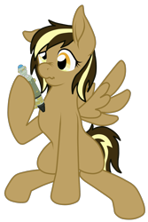 Size: 1453x2173 | Tagged: safe, artist:glacierfrostclaw, imported from derpibooru, oc, oc only, oc:time quirk, pegasus, pony, derp, doctor who, female, mare, offspring, parent:derpy hooves, parent:doctor whooves, parents:doctorderpy, simple background, solo, sonic screwdriver, time lord, transparent background